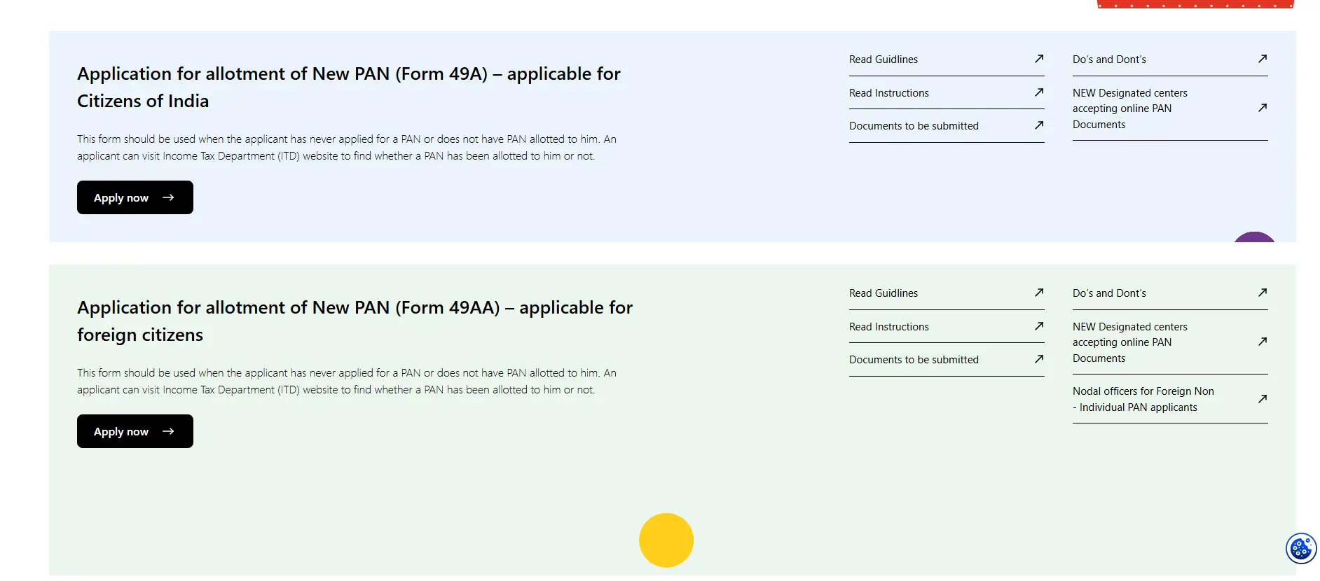 NSDL application type selection for Andaman and Nicobar Islands